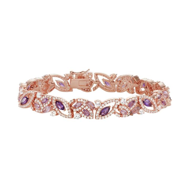 14k Rose Gold Over Silver Amethyst & Lab-created White Sapphire Marquise Bracelet, Women's, Size: 7.25, Purple