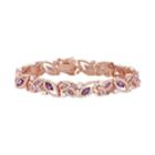 14k Rose Gold Over Silver Amethyst & Lab-created White Sapphire Marquise Bracelet, Women's, Size: 7.25, Purple