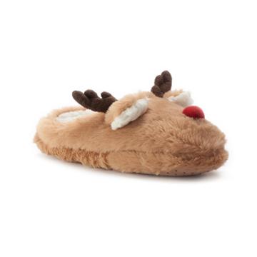 Jammies For Your Family Reindeer Scuff Slippers, Women's, Size: Medium, Brown