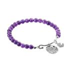 Charmed By Diamonds Amethyst Bead & 1/10 Carat T.w. Diamond Strength Charm Bracelet, Women's, Size: 7.5, Purple