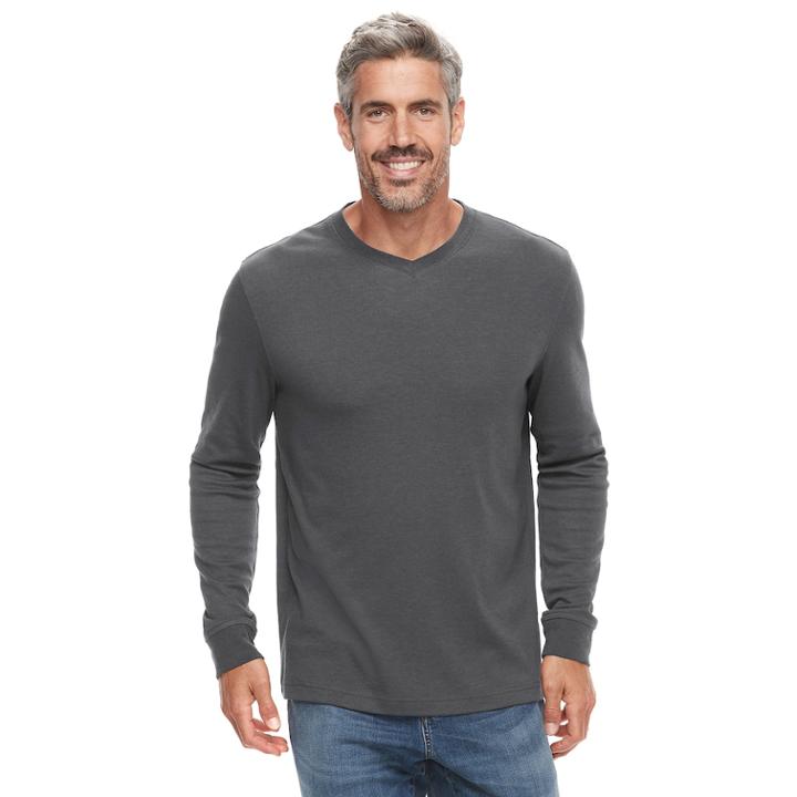 Men's Croft & Barrow&reg; Classic-fit Easy-care V-neck Tee, Size: Large, Dark Grey