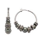 Simply Vera Vera Wang Silver-tone Beaded Hoop Earrings, Women's, Grey Other