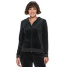 Women's Juicy Couture Ultrasoft Velour Hooded Jacket, Size: Medium, Dark Grey