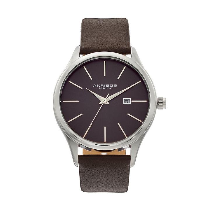 Akribos Xxiv Men's Leather Watch - Ak618br, Brown