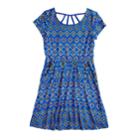 Girls 7-16 Three Pink Hearts Strappy Skater Dress, Size: 14, Med Blue