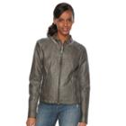 Women's Sebby Collection Faux-leather Motorcycle Jacket, Size: Large, Grey