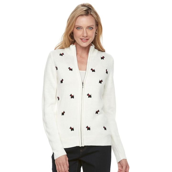 Women's Croft & Barrow&reg; Zip-front Cardigan, Size: Medium, Black