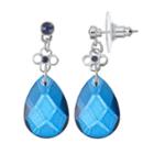 Blue Flower Nickel Free Teardrop Earrings, Women's, Med Blue
