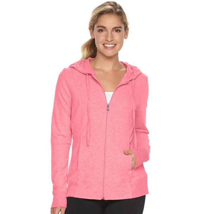 Women's Tek Gear&reg; Dry Tek Long Sleeve Hoodie, Size: Small, Brt Pink