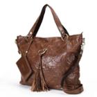 Amerileather Scalloped Leather Convertible Tote, Women's, Brown