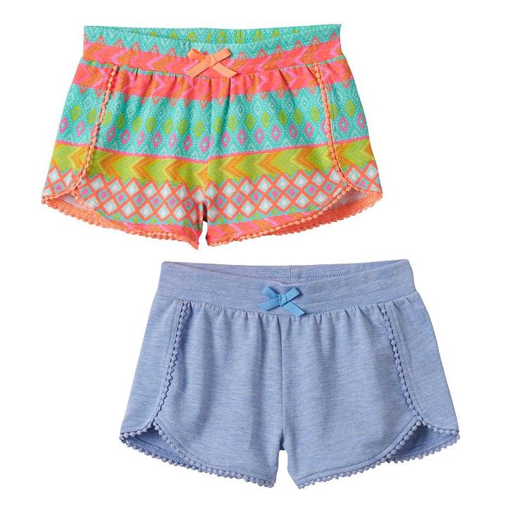 Girls 4-6x Freestyle Revolution 2-pk. Solid & Print Pom Pom Cuff Shorts Set, Girl's, Size: 4, Ovrfl Oth