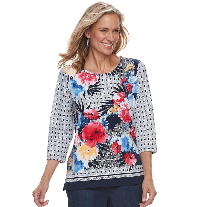 Women's Alfred Dunner Studio Abstract Floral Top, Size: Medium, Multi Floral
