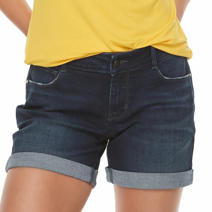 Women's Apt. 9&reg; Cuffed Jean Shorts, Size: 12, Black