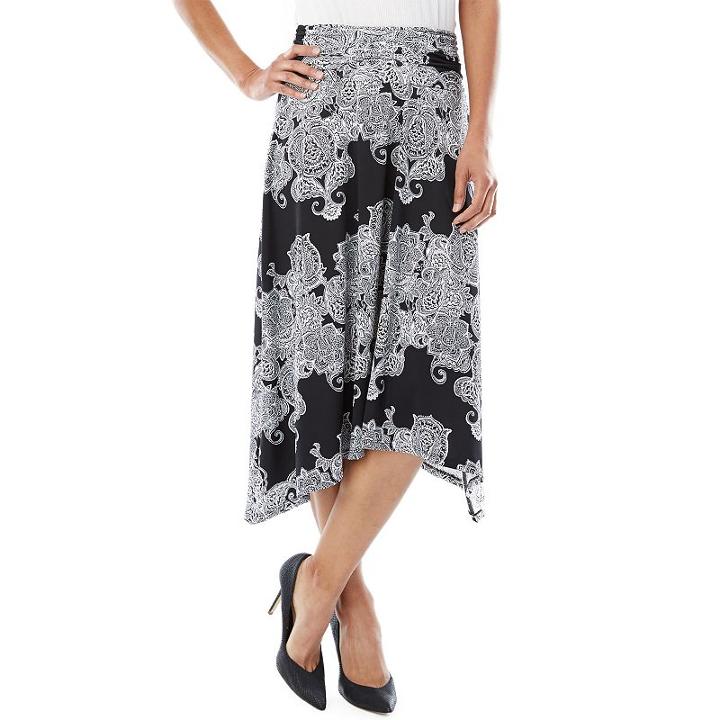 Women's Ab Studio Print Midi Skirt, Size: Xlrg Av/rg, Ovrfl Oth
