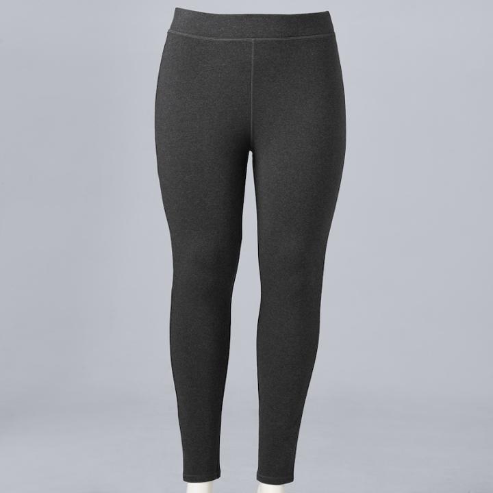 Plus Size Simply Vera Vera Wang Heavyweight Lined Leggings, Women's, Size: 2xl, Med Grey