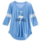 Girls 7-16 So&reg; 3/4-sleeve Lace Sporty Tee, Size: 14, Light Blue
