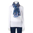 Women's Lc Lauren Conrad Bicycles & Leaves Oversized Scarf, Blue (navy)