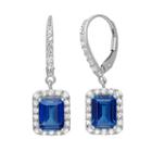 Lab-created Blue And White Sapphire Sterling Silver Drop Earrings, Women's