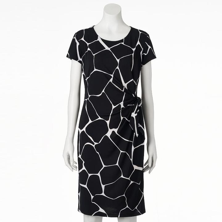 Women's Msk Print Shift Dress, Size: Large, Grey (charcoal)