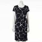 Women's Msk Print Shift Dress, Size: Large, Grey (charcoal)