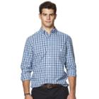 Men's Chaps Classic-fit Plaid Easy-care Button-down Shirt, Size: Medium, Blue