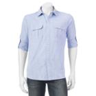 Men's Apt. 9&reg; Modern-fit Crosshatch Roll-tab Button-down Shirt, Size: Medium, Blue