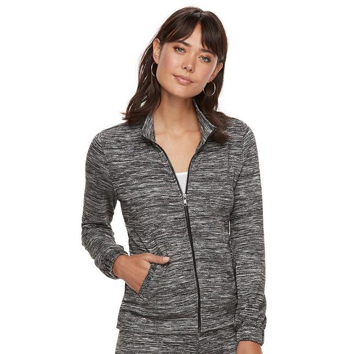 Women's Juicy Couture Marled Hoodie Jacket, Size: Xl, Black