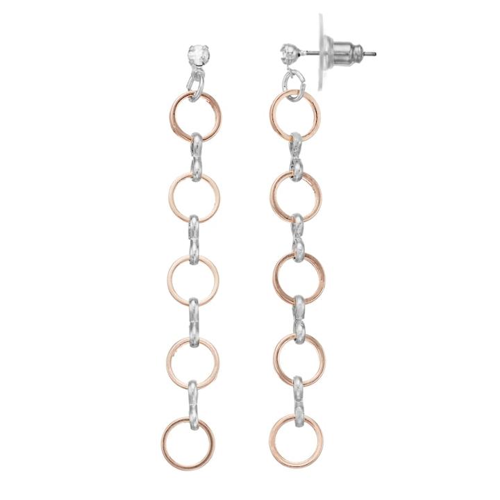Lc Lauren Conrad Two Tone Nickel Free Circle Linear Drop Earrings, Women's, Multicolor