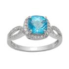Sterling Silver Swiss Blue Topaz And Lab-created White Sapphire Halo Ring, Women's, Size: 11, Light Blue