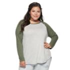 Juniors' Plus Size So&reg; Colorblock Baseball Tee, Teens, Size: 1xl, White