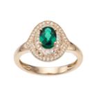 14k Gold Over Silver Lab-created Emerald & White Sapphire Oval Halo Ring, Women's, Size: 6, Green