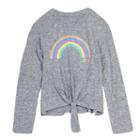 Girls 7-16 Harper & Elliott Tie-front Hatchi Graphic Tee, Size: Large, Light Grey
