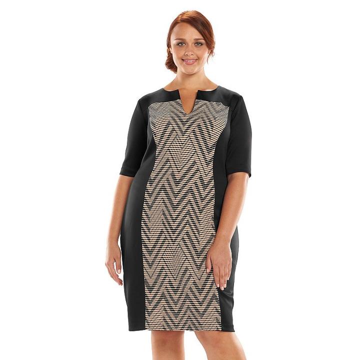 Plus Size Connected Apparel Pintuck Sheath Dress, Women's, Size: 20 W, Lt Brown