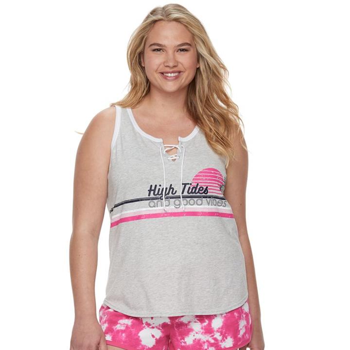 Juniors' Plus Size So&reg; Beach Squad Lace-up Tank Top, Size: 2xl, Light Grey