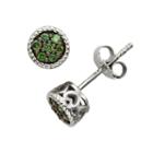 Sterling Silver 1/7-ct. T.w. Green Diamond Stud Earrings, Women's