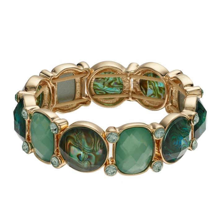 Dana Buchman Green Simulated Abalone Geometric Stretch Bracelet, Women's