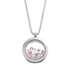 Blue La Rue Crystal Stainless Steel 1-in. Round Sis Charm Locket - Made With Swarovski Crystals, Women's, Pink