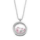 Blue La Rue Crystal Stainless Steel 1-in. Round Sis Charm Locket - Made With Swarovski Crystals, Women's, Pink