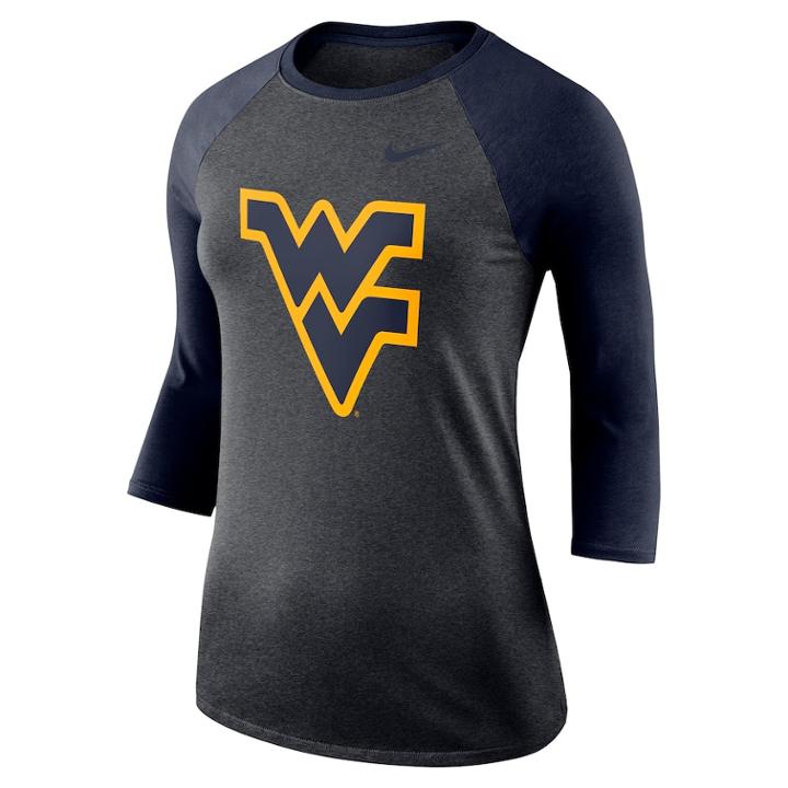 Women's Nike West Virginia Mountaineers Baseball Tee, Size: Small, Grey