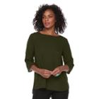Women's Apt. 9&reg; Button Accent Top, Size: Large, Green