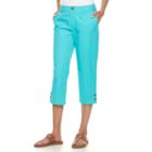 Women's Croft & Barrow&reg; Essential Button-hem Twill Capris, Size: 6, Turquoise/blue (turq/aqua)