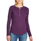 Petite Chaps Henley Top, Women's, Size: M Petite, Purple