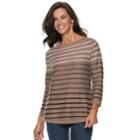 Women's Croft & Barrow&reg; Button-shoulder Crewneck Sweater, Size: Large, Brown Over