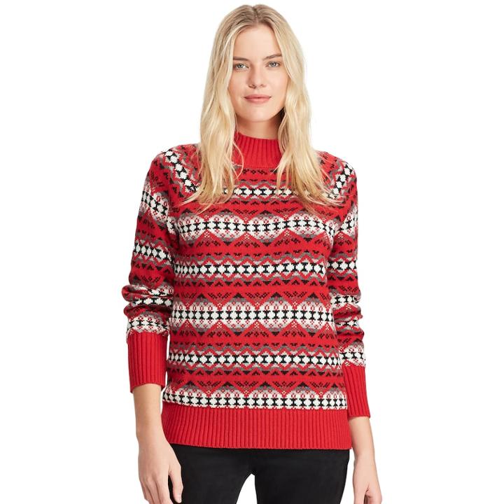 Women's Chaps Mockneck Ribbed Sweater, Size: Xxl, Red