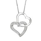 Two Hearts Forever One Sterling Silver 1/4-ct. T.w. Round-cut Diamond Interlocking Heart Pendant, Women's, White