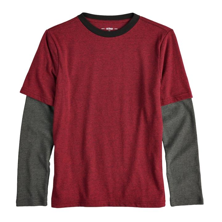Boys 8-20 Urban Pipeline&reg; Mock-layered Tee, Size: Xl, Med Red