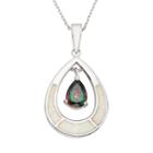 Cubic Zirconia & Lab-created Opal Sterling Silver Teardrop Pendant Necklace, Women's, Size: 18, Multicolor