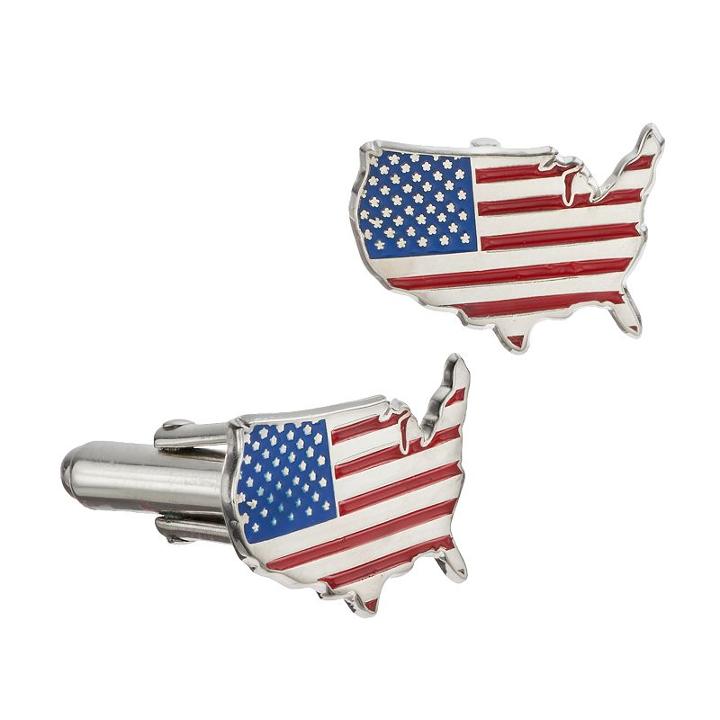 Logoart Stainless Steel United States American Flag Cuff Links, Men's, Red