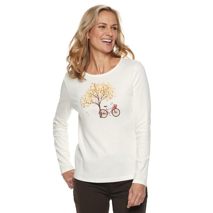 Women's Croft & Barrow&reg; Fall Graphic Tee, Size: Xl, Natural
