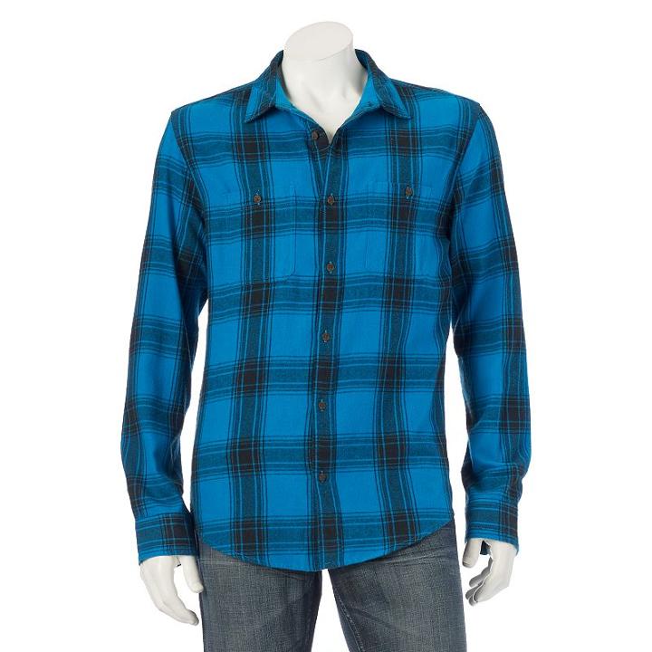 Urban Pipeline, Big & Tall &reg; Plaid Flannel Button-down Shirt, Men's, Size: Xxl Tall, Blue